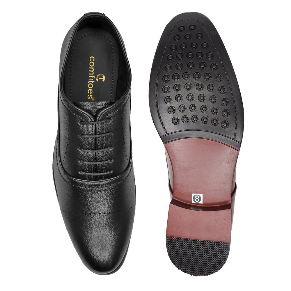 BLACK LEATHER FORMAL SHOES FOR MEN - Comfitoes Footwear Pvt. Ltd.