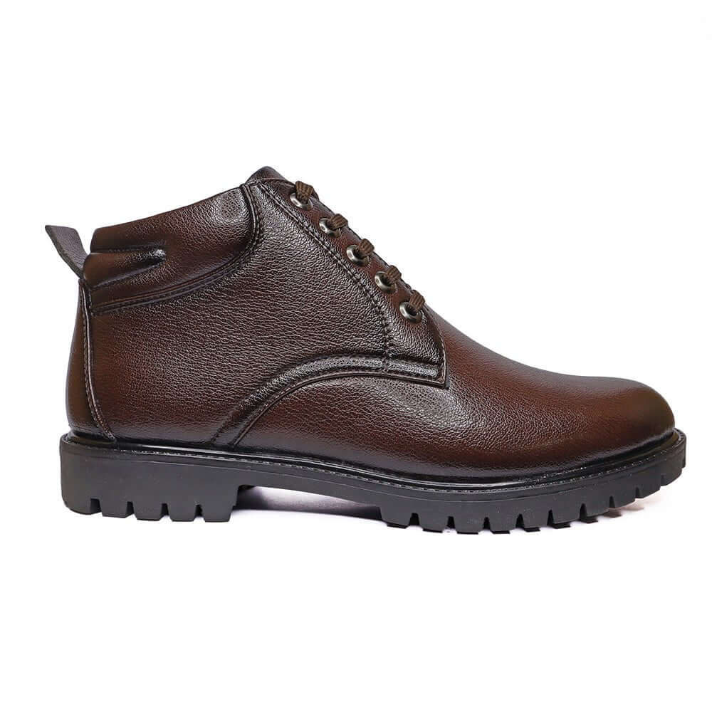 Brown boots for men side view by comfitoes