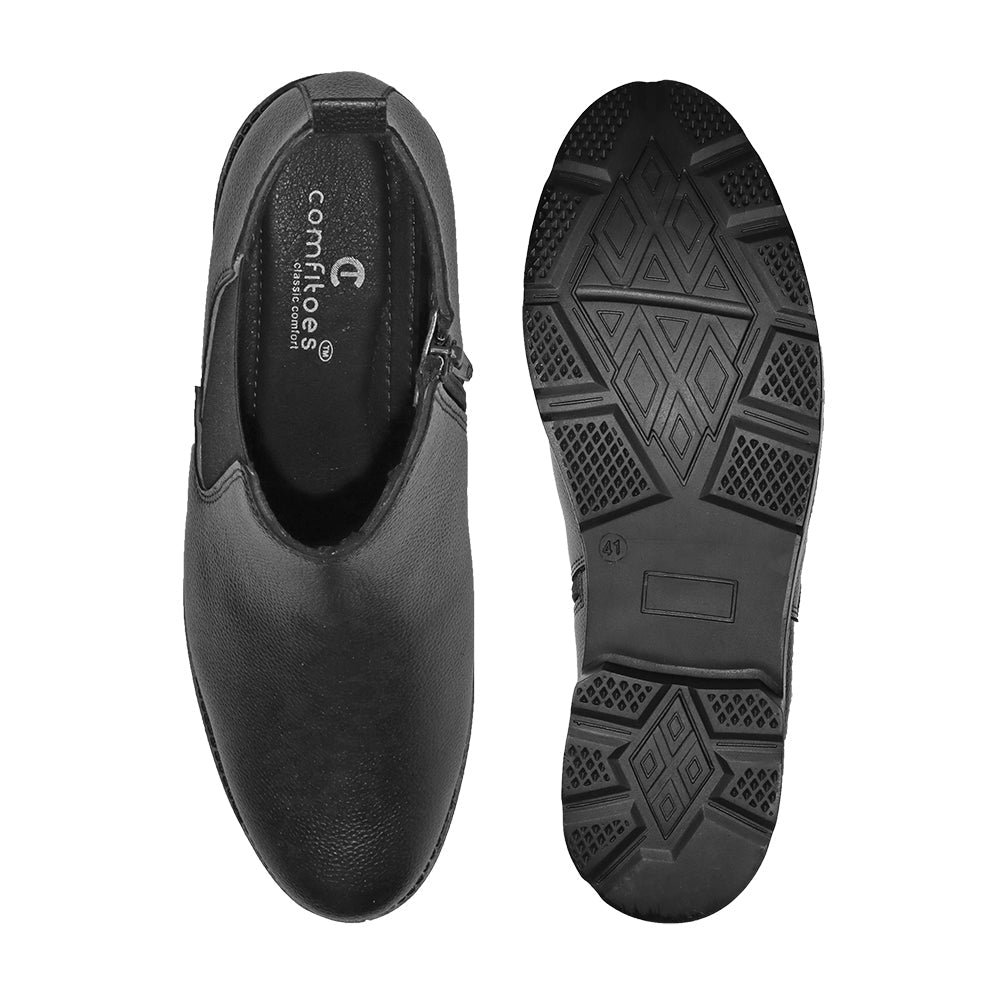 COMFITOES BLACK CHELSEA BOOTS WITH ZIP CLOSURE - Comfitoes Footwear Pvt. Ltd.