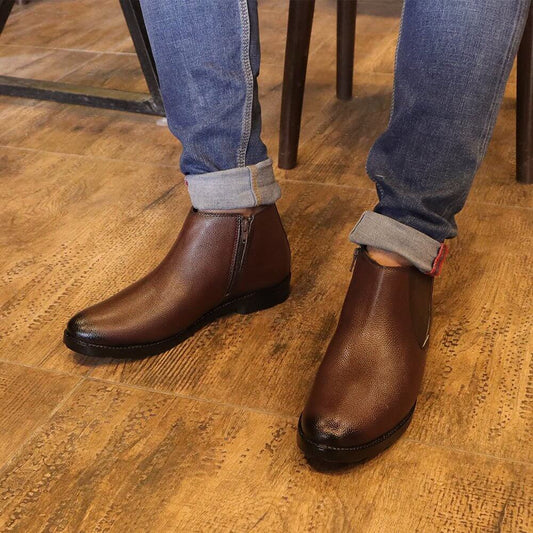 COMFITOES BROWN CHELSEA BOOTS WITH ZIP CLOSURE - Comfitoes Footwear Pvt. Ltd.