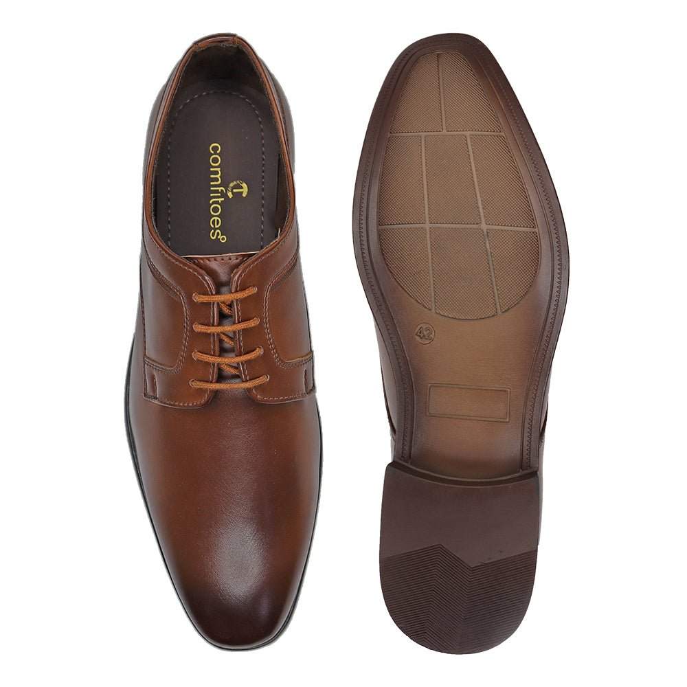 LEATHER TAN DESIGNER FORMAL SHOES FOR MEN - Comfitoes Footwear Pvt. Ltd.