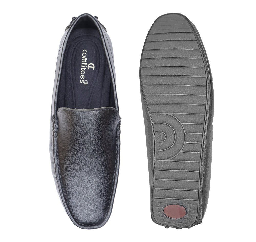 PREMIUM ORTHOPEDIC VEGAN LEATHER BLACK CASUAL LOAFER FOR MEN - Comfitoes Footwear Pvt. Ltd.