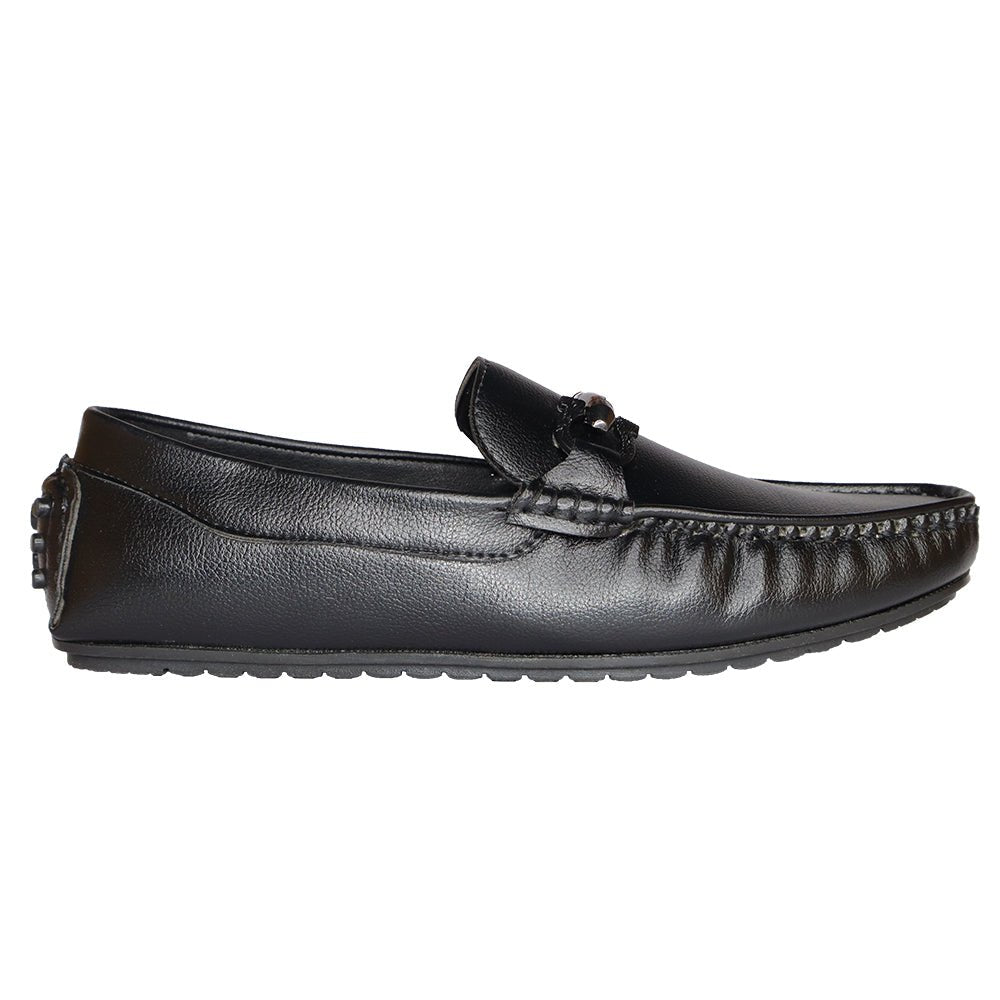 PREMIUM ORTHOPEDIC VEGAN LEATHER BUCKLED BLACK CASUAL LOAFER FOR MEN - Comfitoes Footwear Pvt. Ltd.