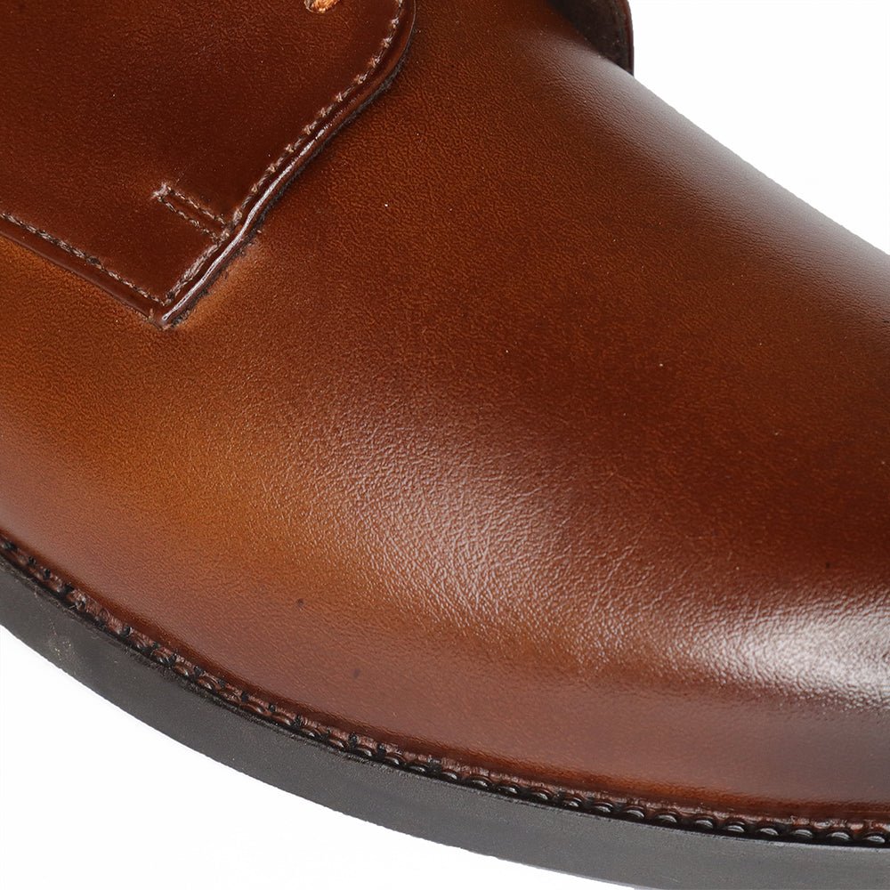 LEATHER TAN PATTERN FORMAL SHOES FOR MEN - Comfitoes Footwear Pvt. Ltd.