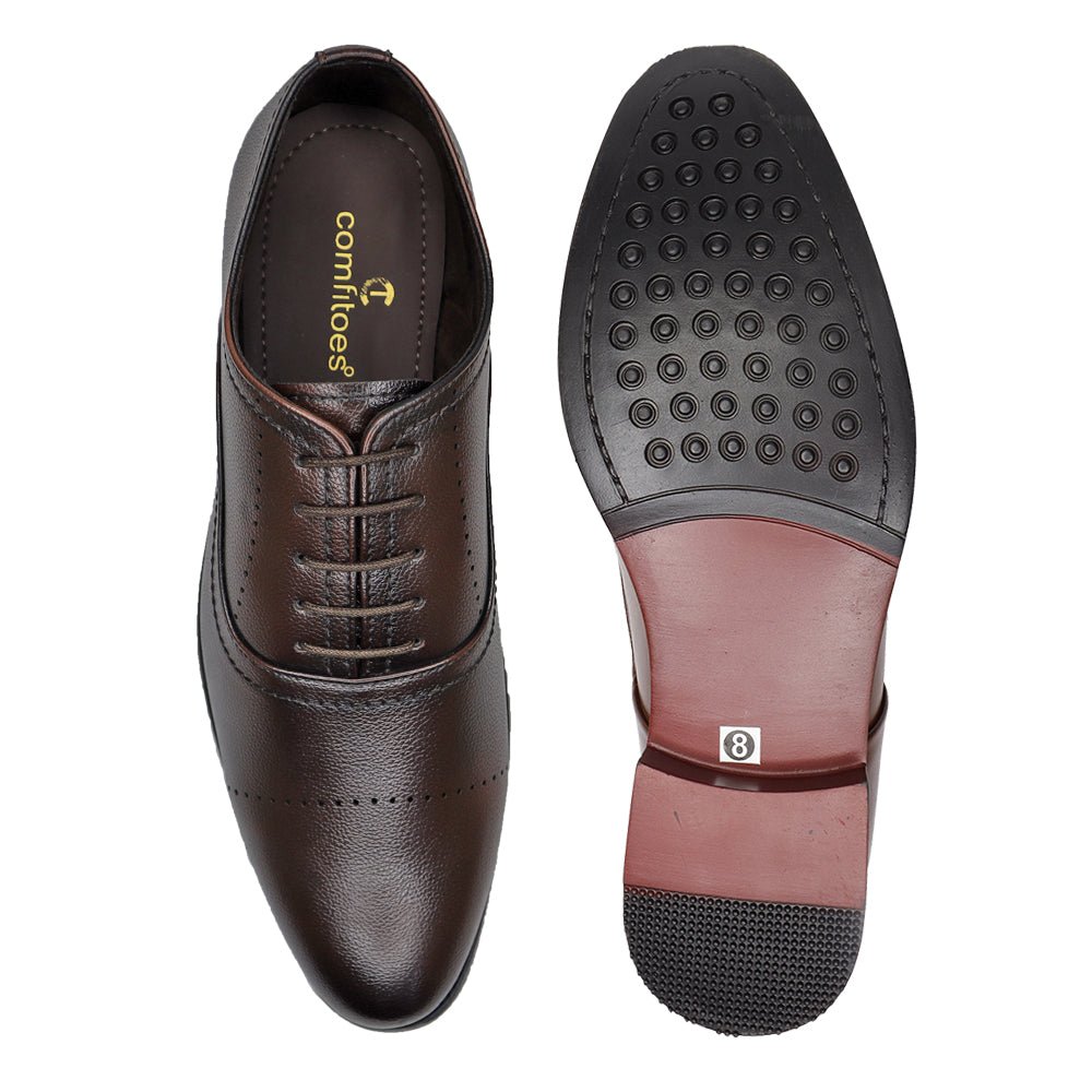 PREMIUM VEGAN LEATHER BROWN FORMAL SHOES FOR MEN - Comfitoes Footwear Pvt. Ltd.